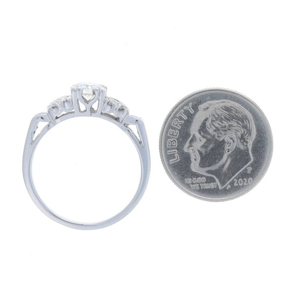 Platinum Diamond Art Deco Engagement Ring - Transitional Round .48ctw Vintage